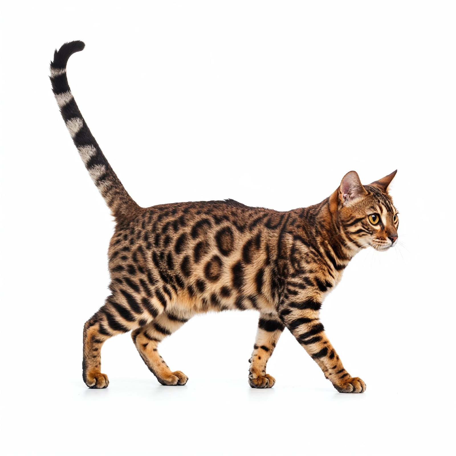 Domestic Cat Isolated on White Background Studio Portrait