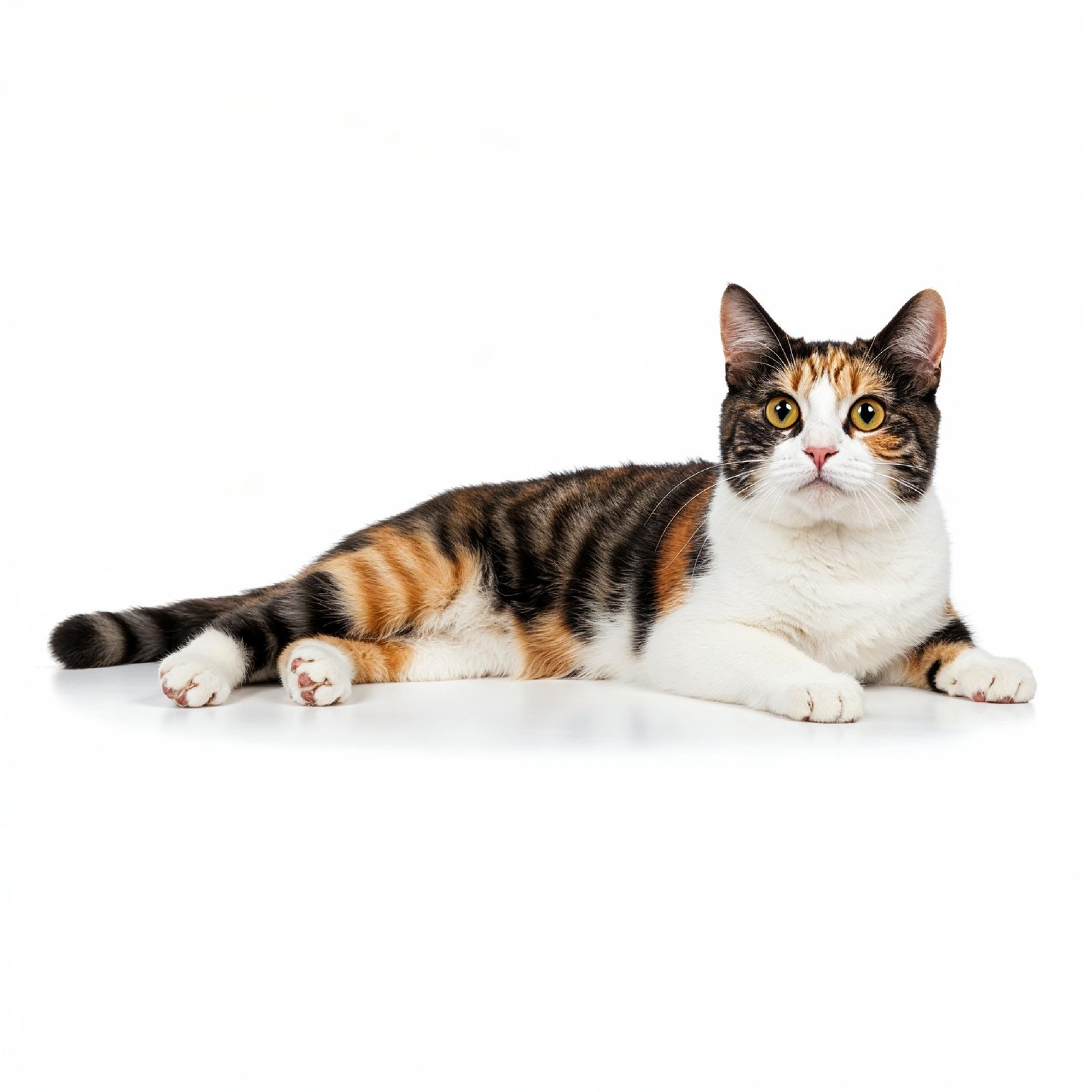 Domestic Cat Isolated on White Background Studio Portrait