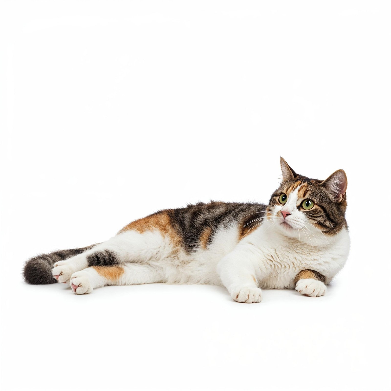 Domestic Cat Isolated on White Background Studio Portrait
