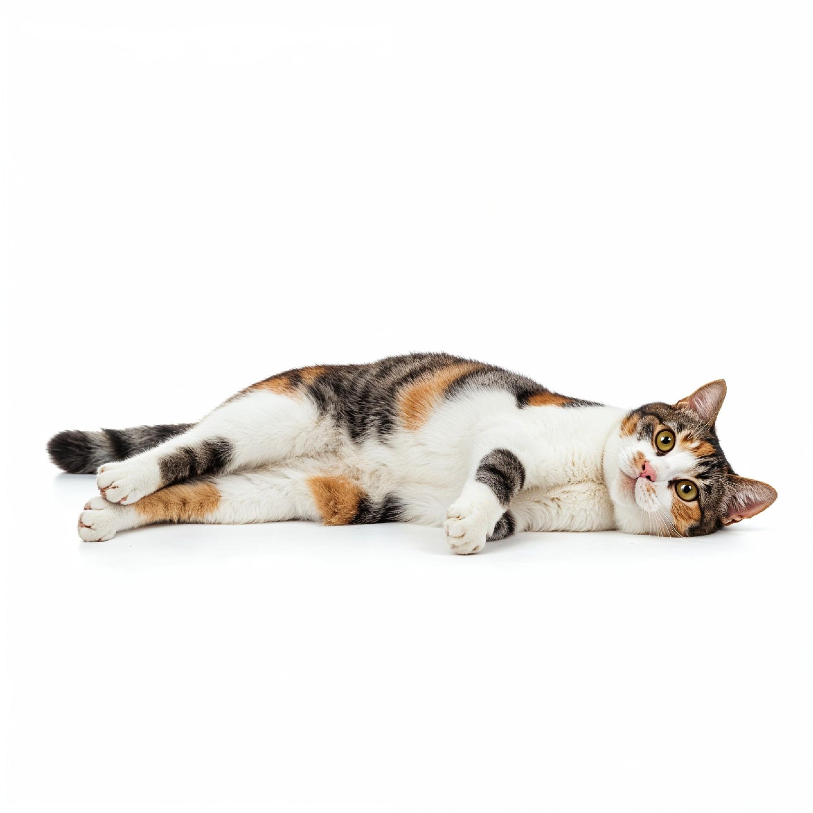 Domestic Cat Isolated on White Background Studio Portrait