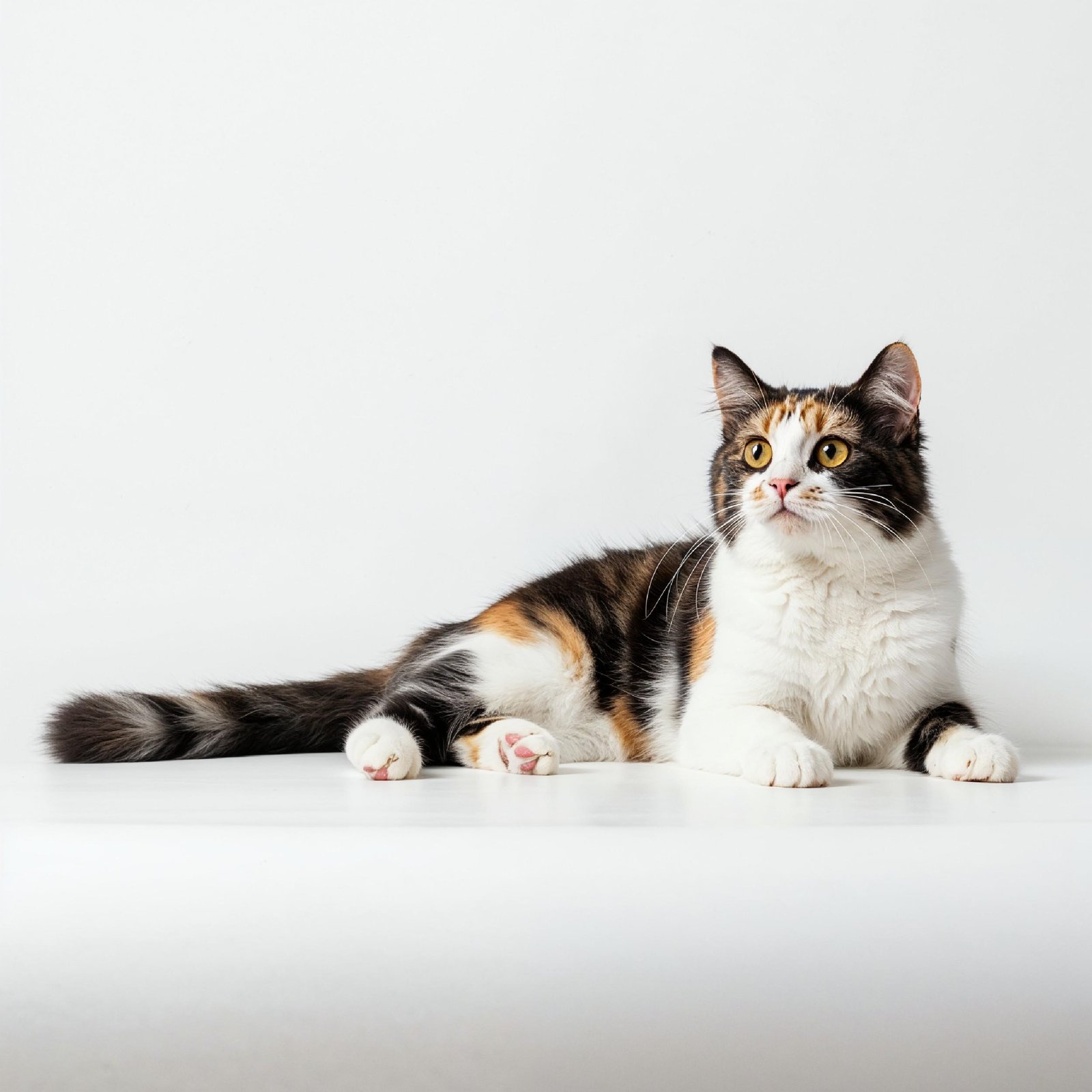 Domestic Cat Isolated on White Background Studio Portrait