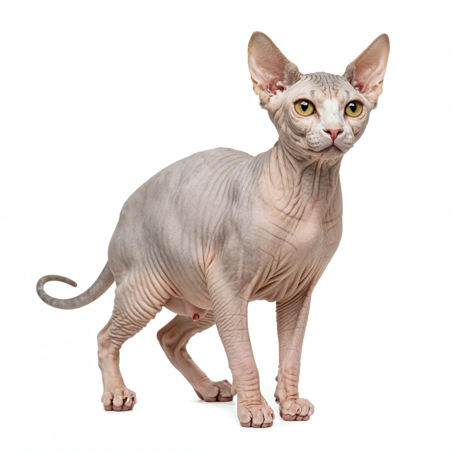 Domestic Cat Isolated on White Background Studio Portrait