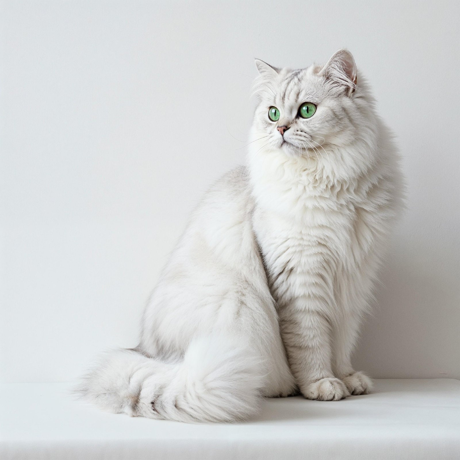Domestic Cat Isolated on White Background Studio Portrait