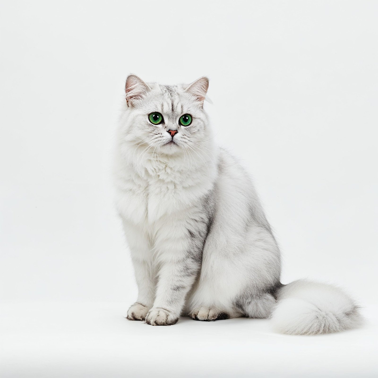 Domestic Cat Isolated on White Background Studio Portrait