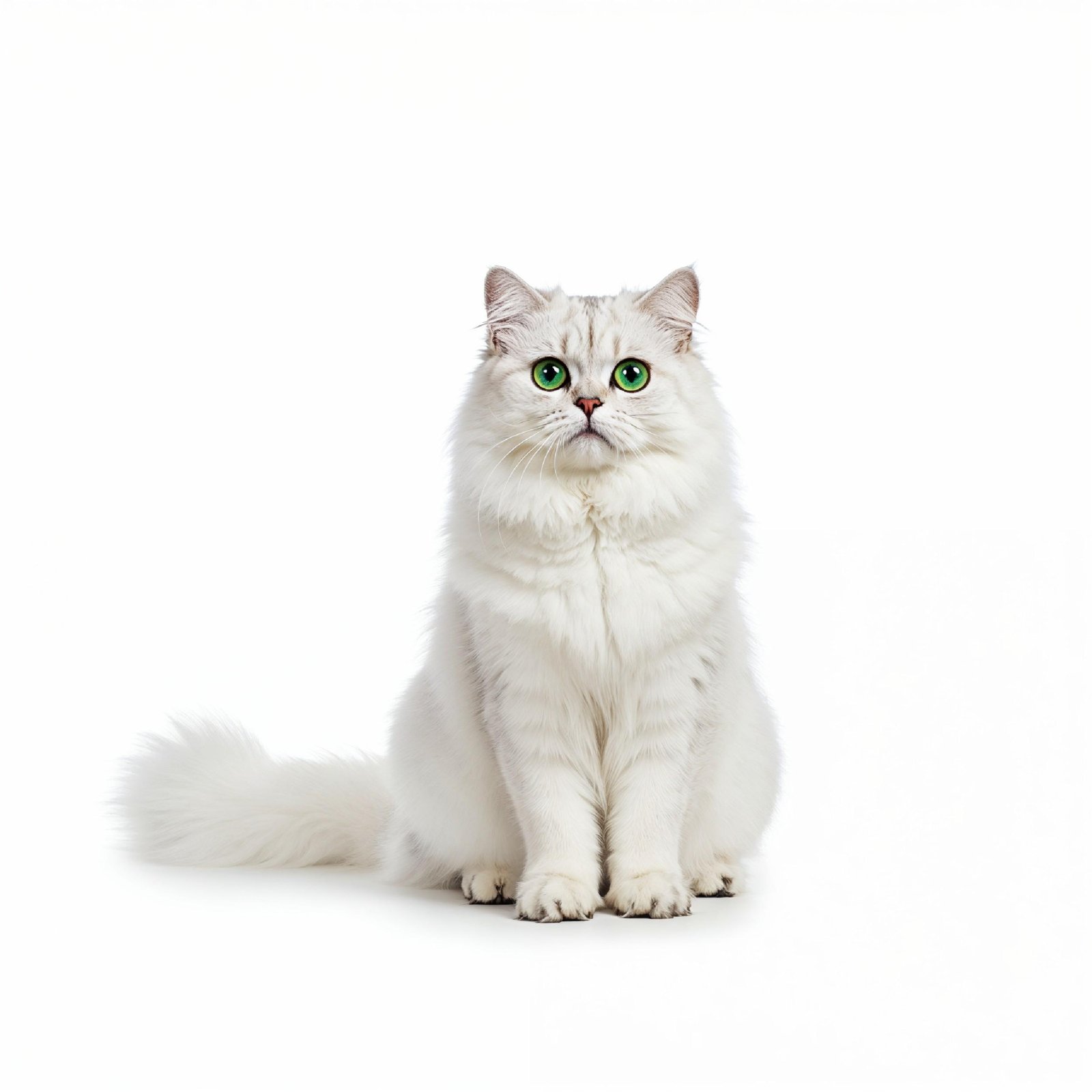 Domestic Cat Isolated on White Background Studio Portrait