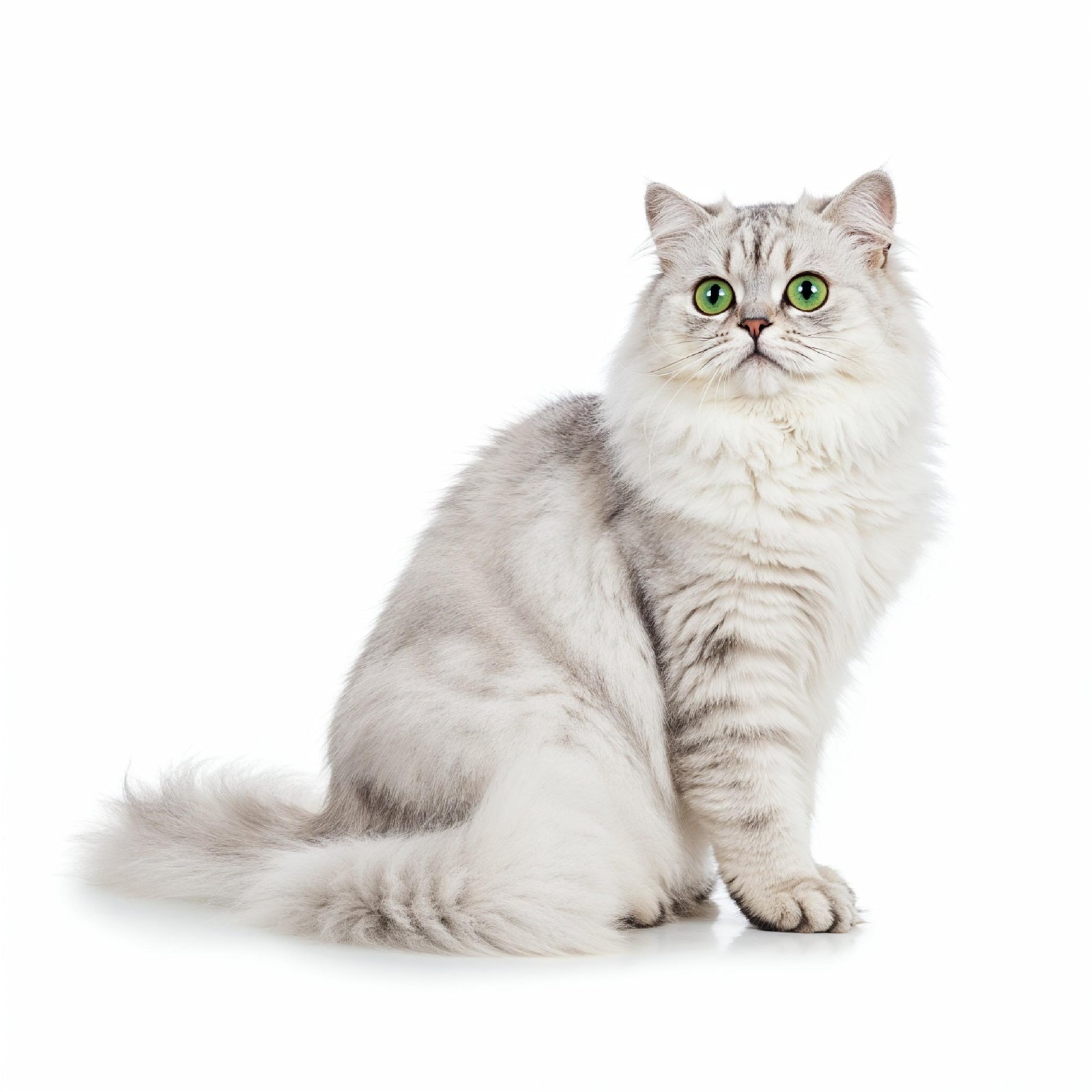 Domestic Cat Isolated on White Background Studio Portrait