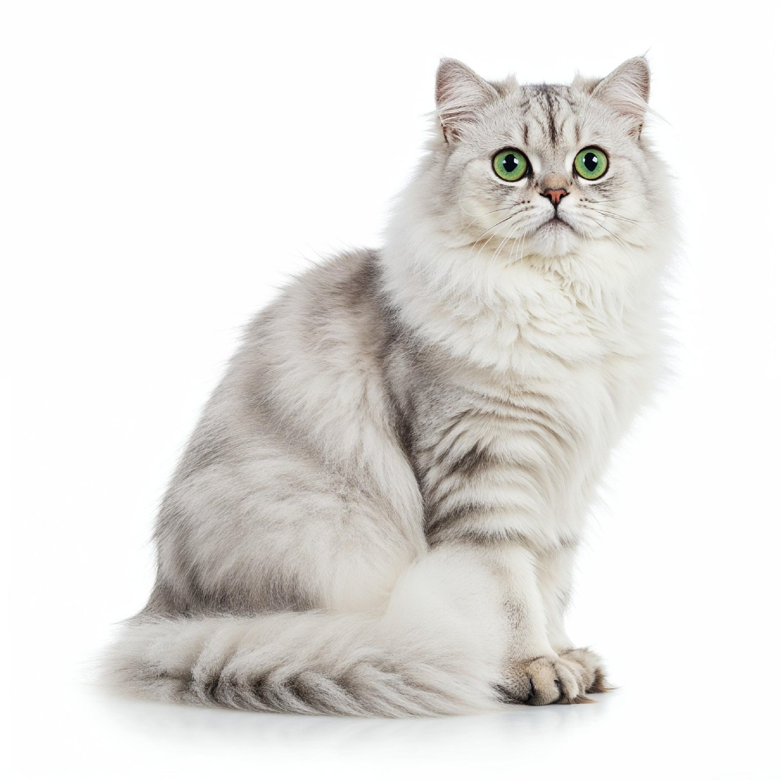 Domestic Cat Isolated on White Background Studio Portrait