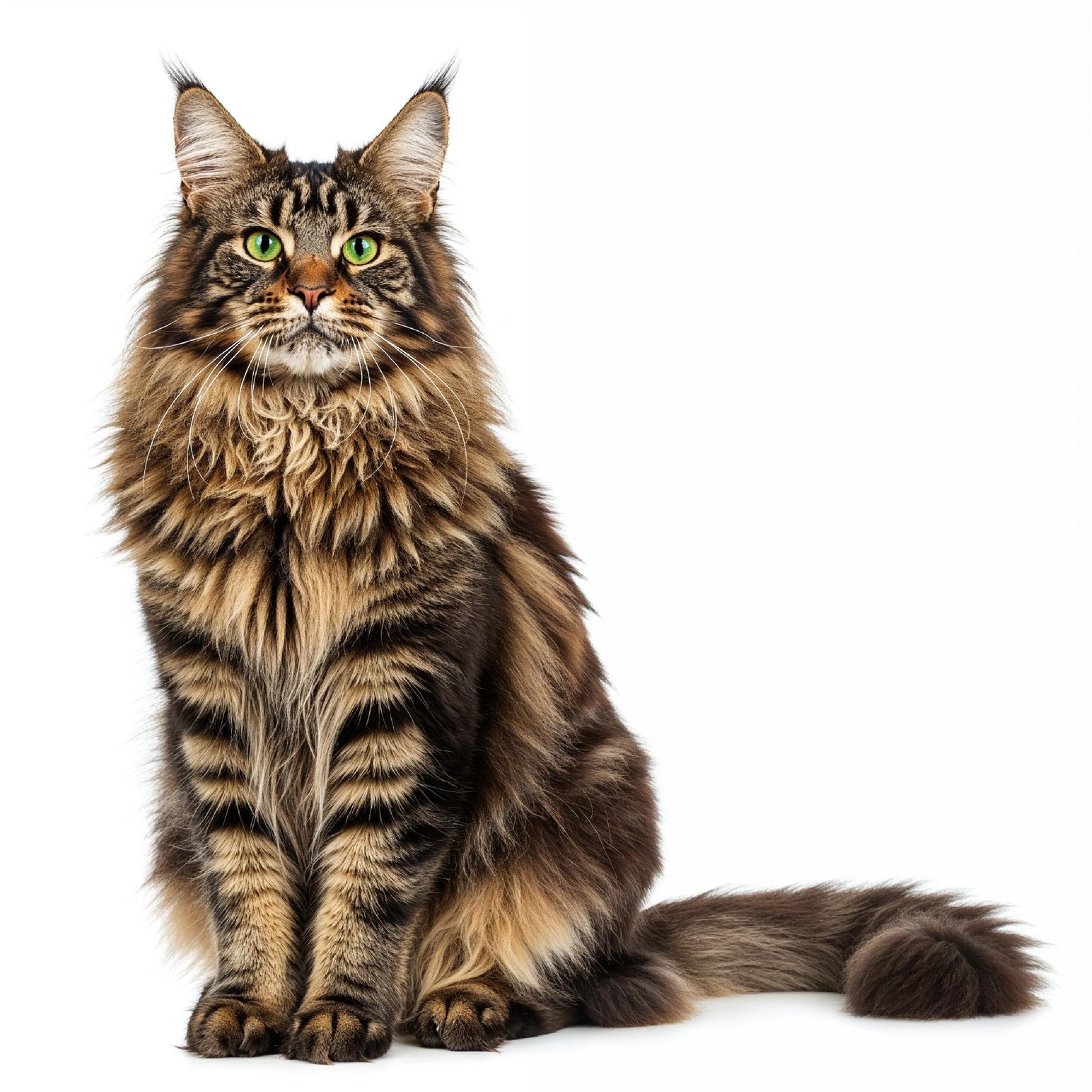 Domestic Cat Isolated on White Background Studio Portrait