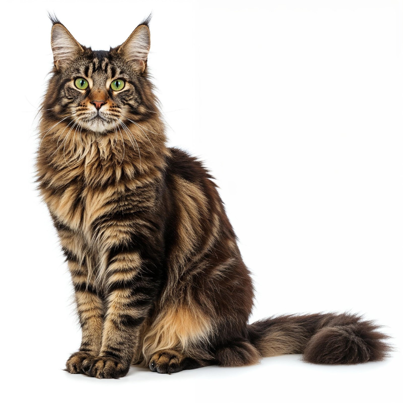 Domestic Cat Isolated on White Background Studio Portrait