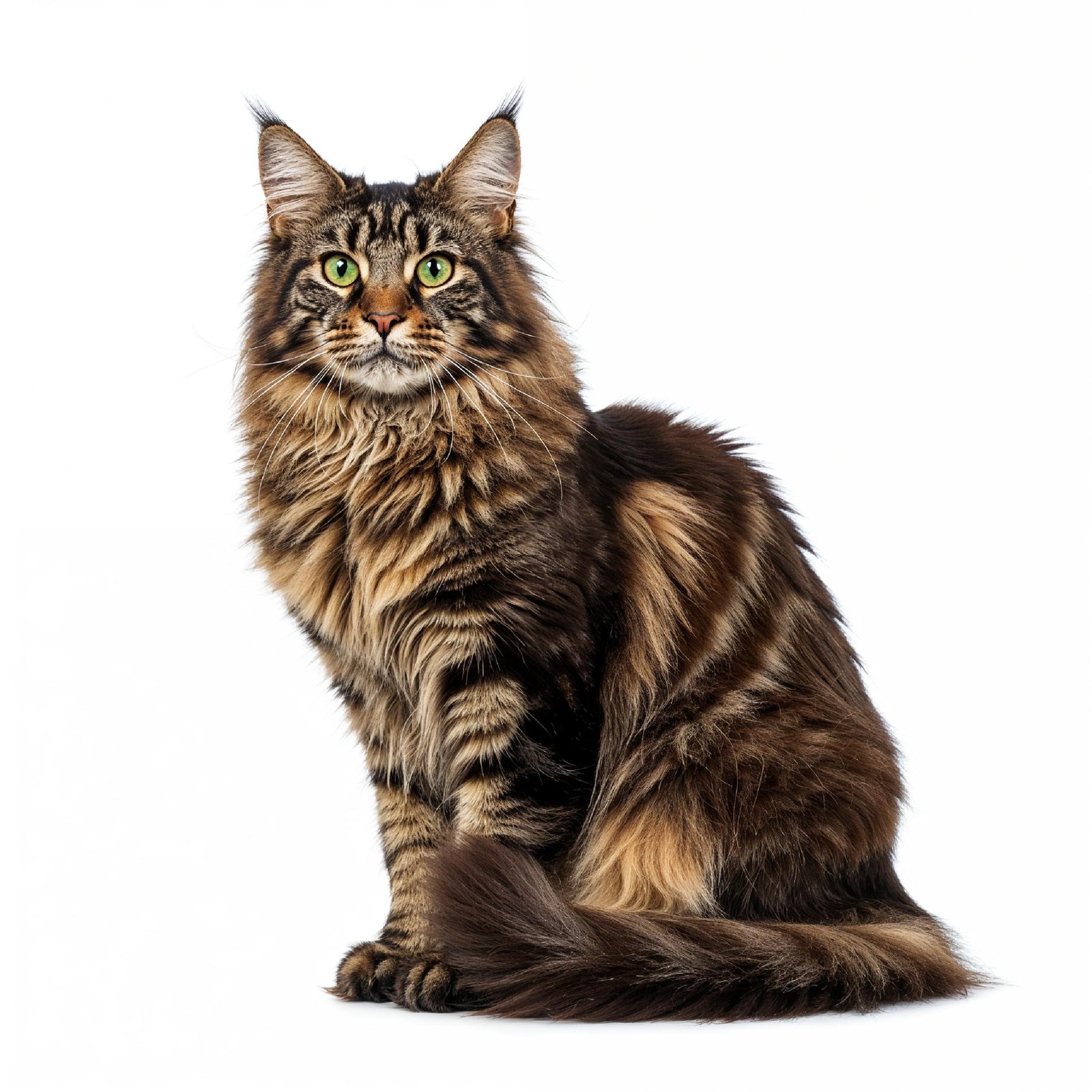 Domestic Cat Isolated on White Background Studio Portrait