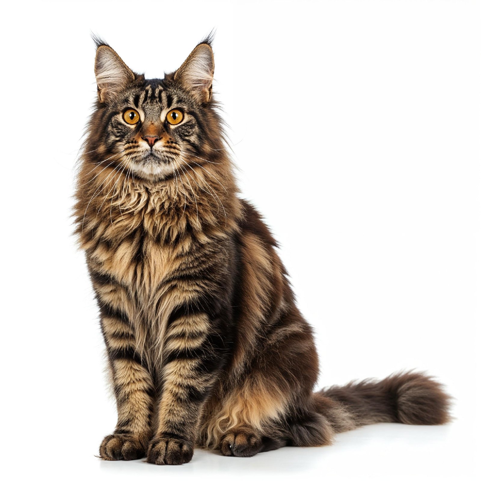 Domestic Cat Isolated on White Background Studio Portrait