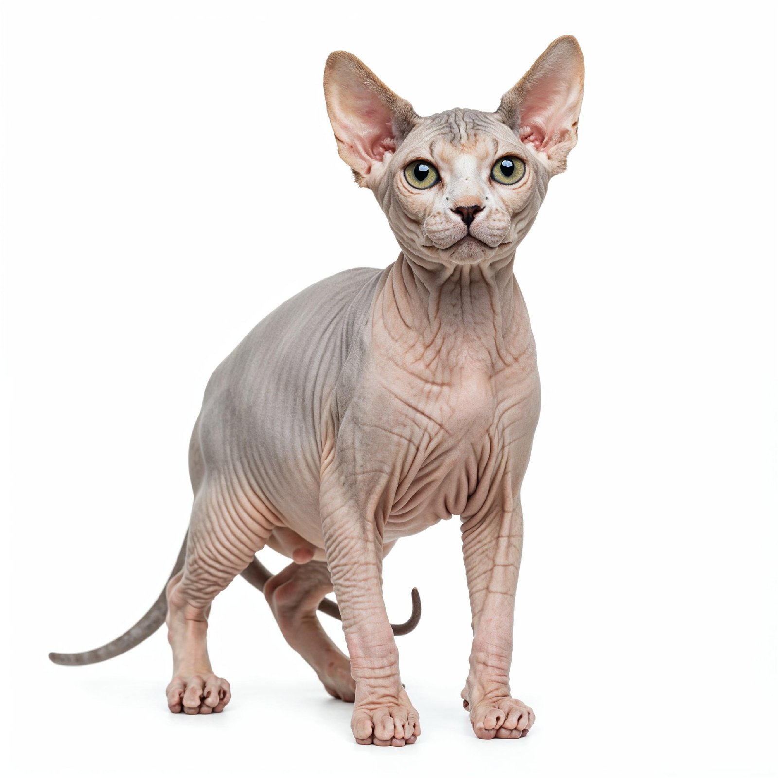 Domestic Cat Isolated on White Background Studio Portrait