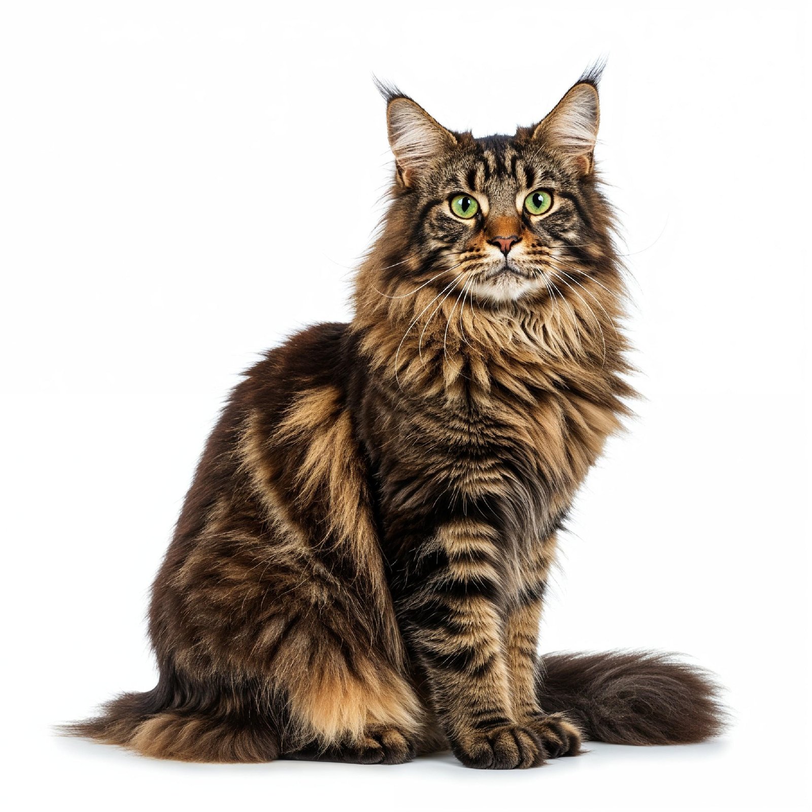 Domestic Cat Isolated on White Background Studio Portrait