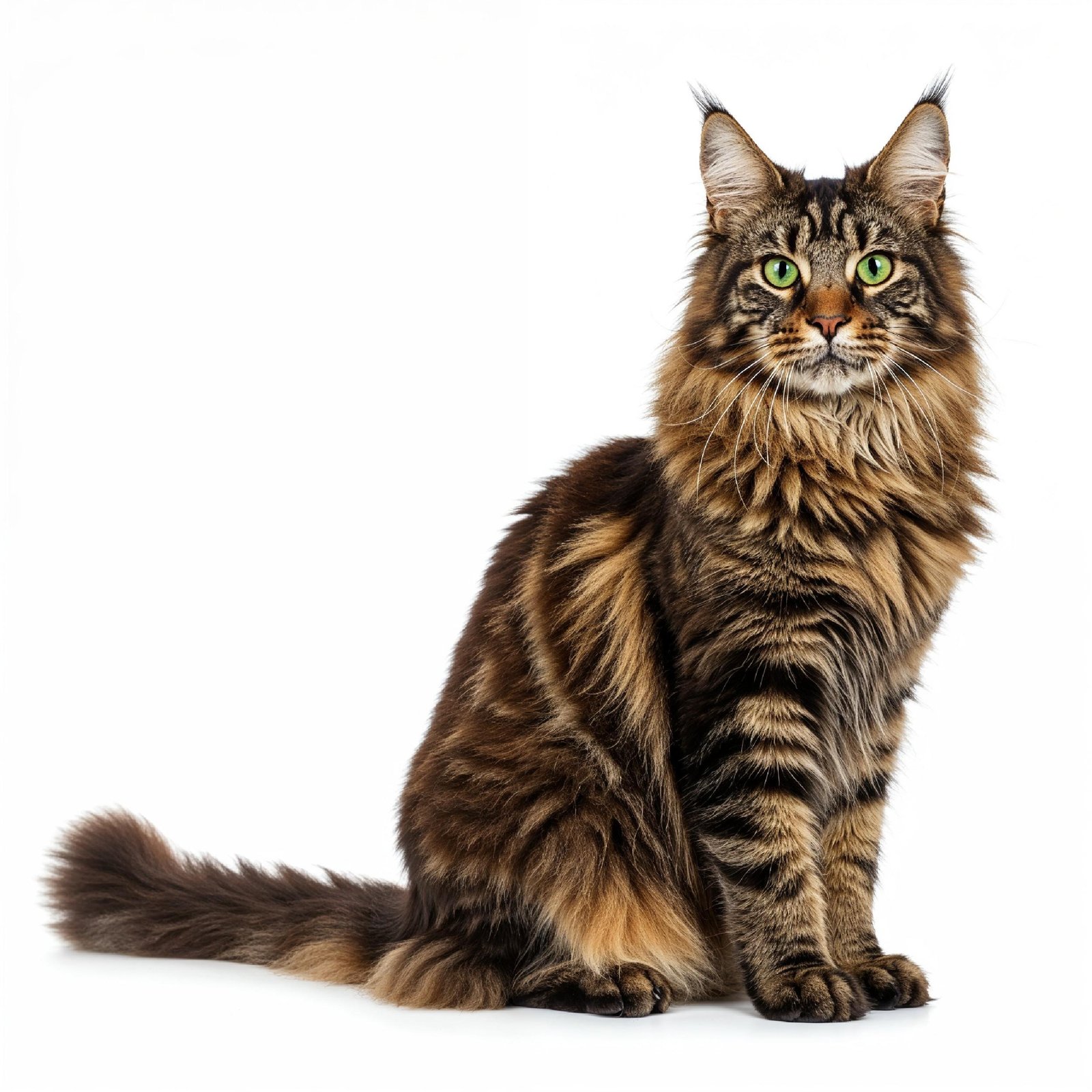 Domestic Cat Isolated on White Background Studio Portrait