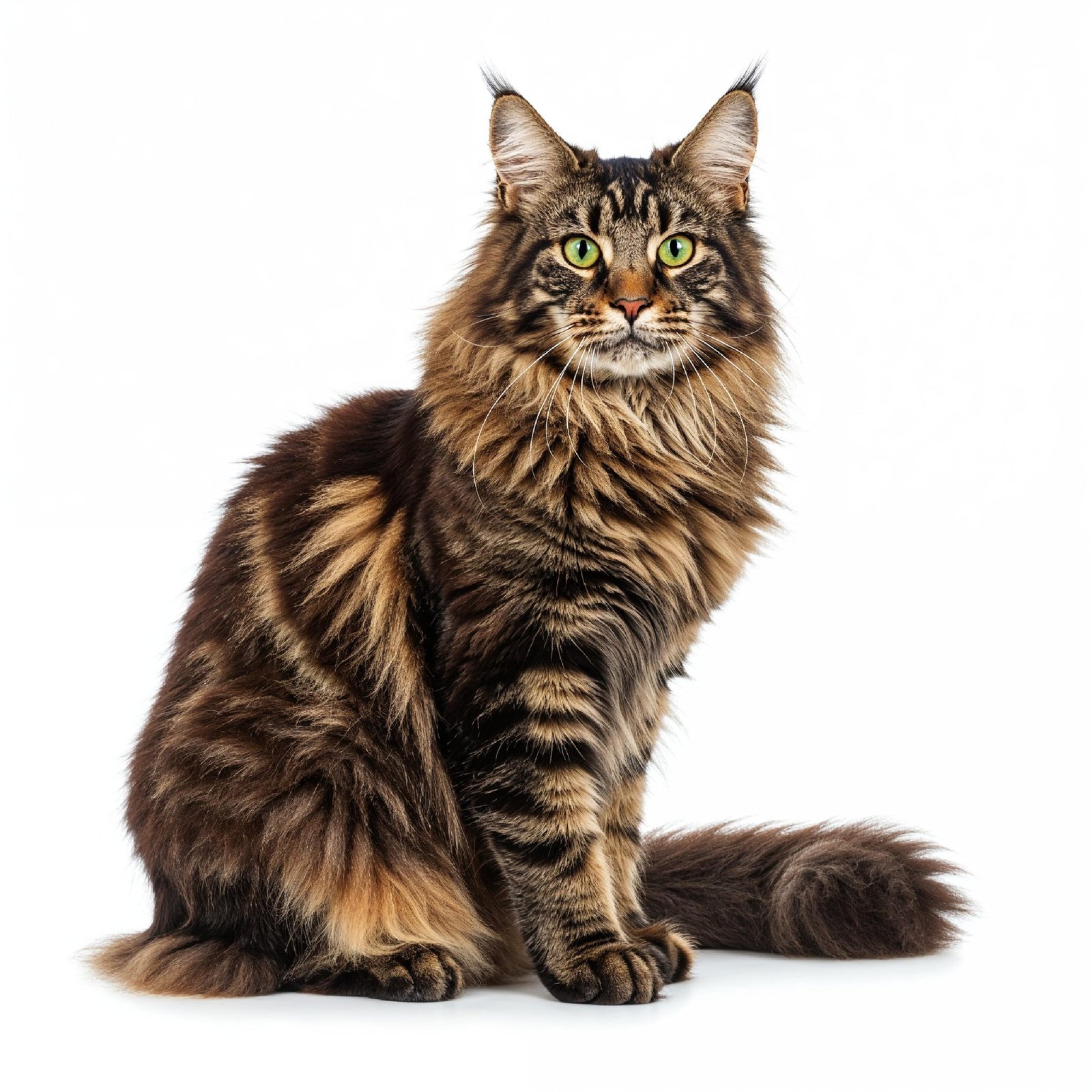 Domestic Cat Isolated on White Background Studio Portrait