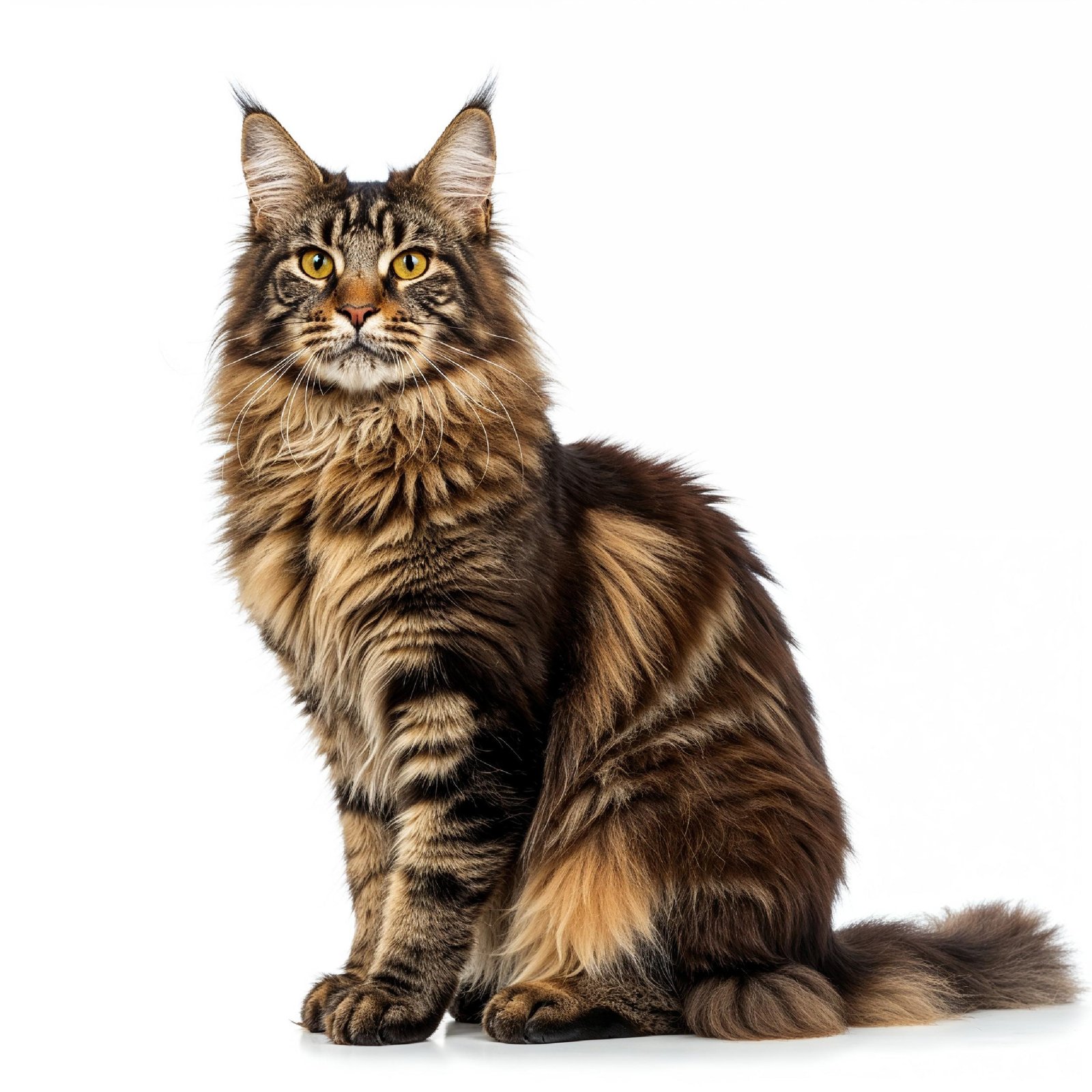 Domestic Cat Isolated on White Background Studio Portrait