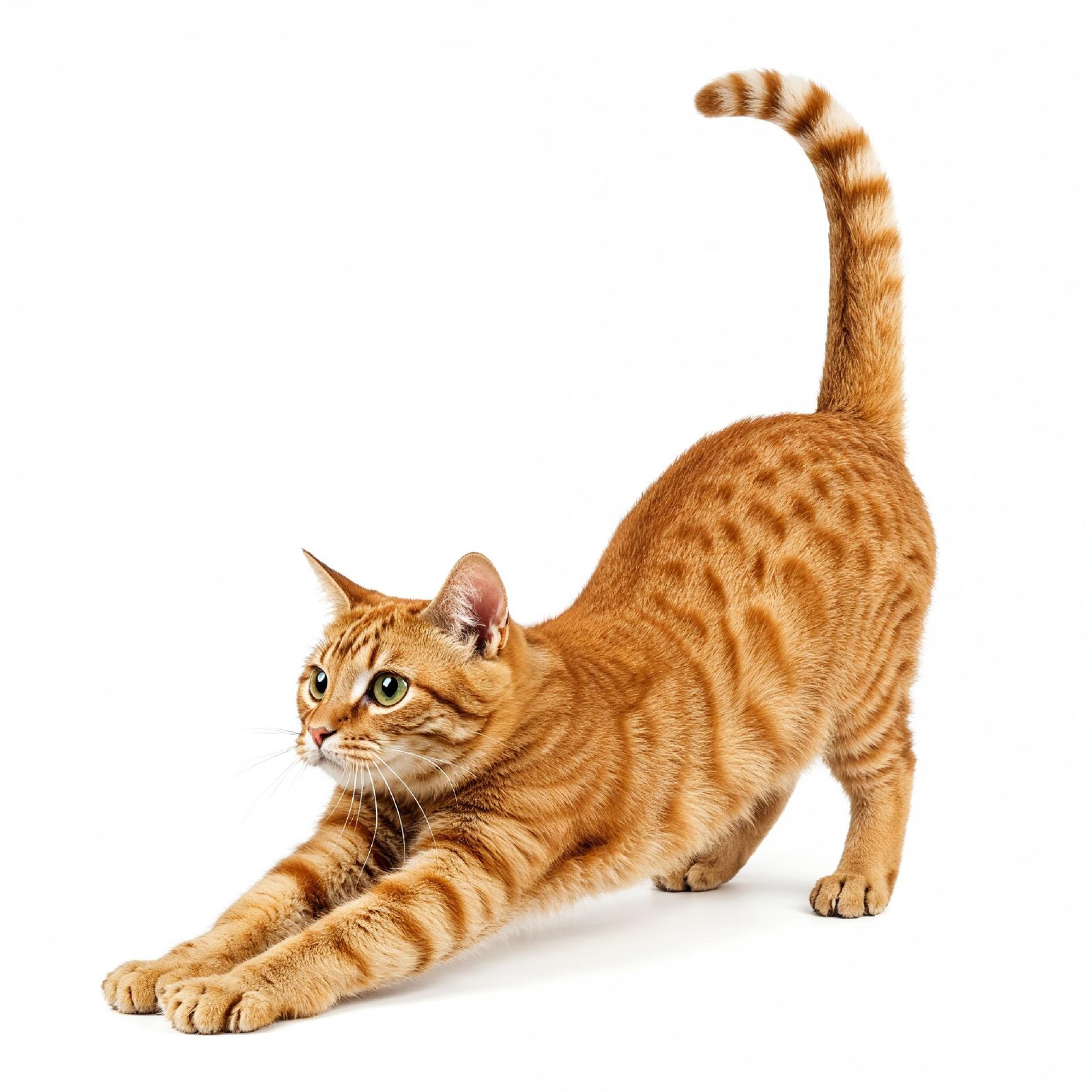 Domestic Cat Isolated on White Background Studio Portrait