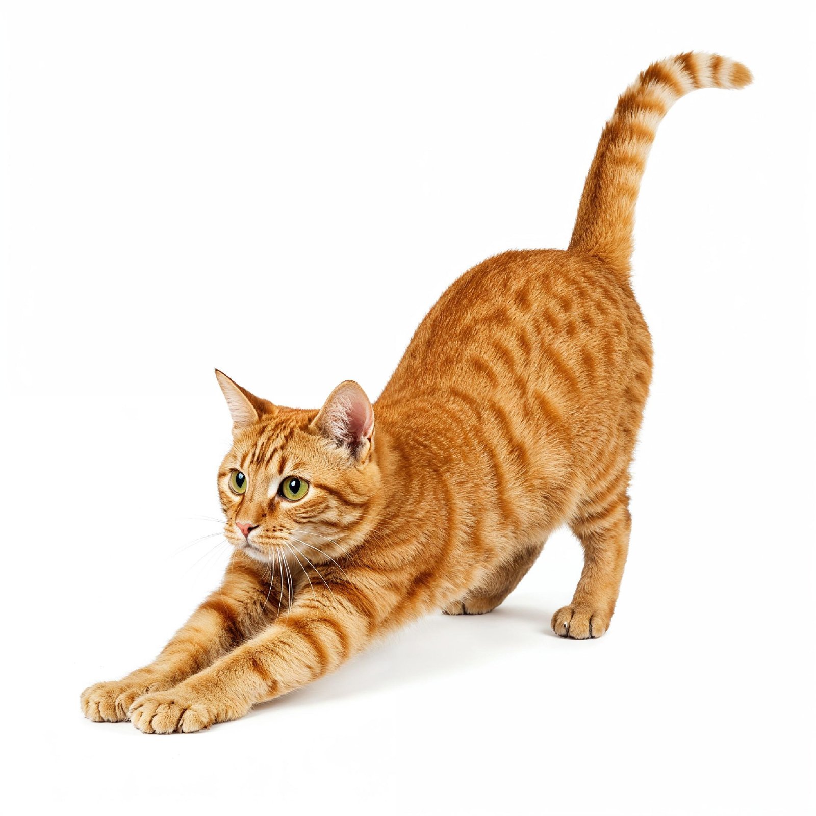 Domestic Cat Isolated on White Background Studio Portrait