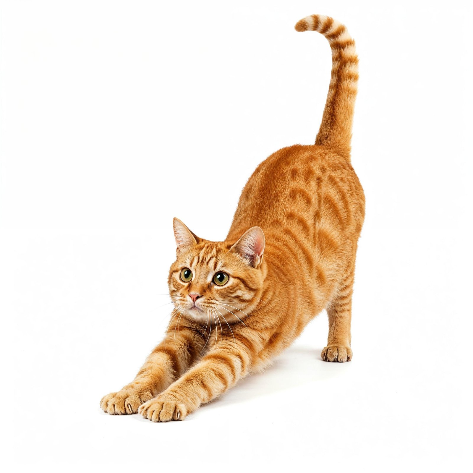 Domestic Cat Isolated on White Background Studio Portrait