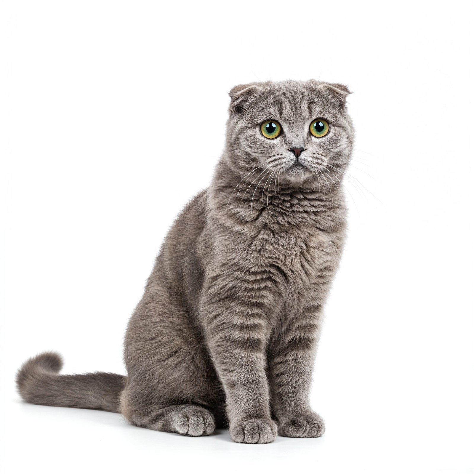 Domestic Cat Isolated on White Background Studio Portrait