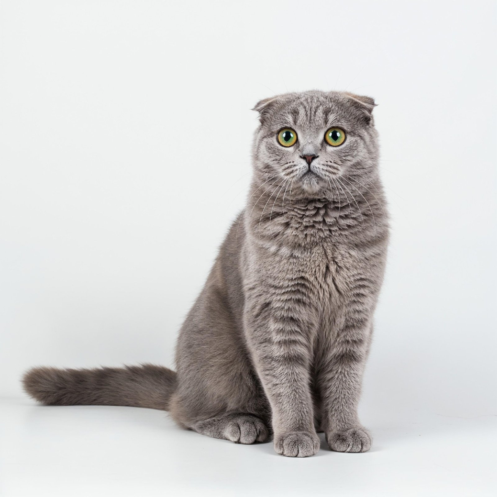 Domestic Cat Isolated on White Background Studio Portrait