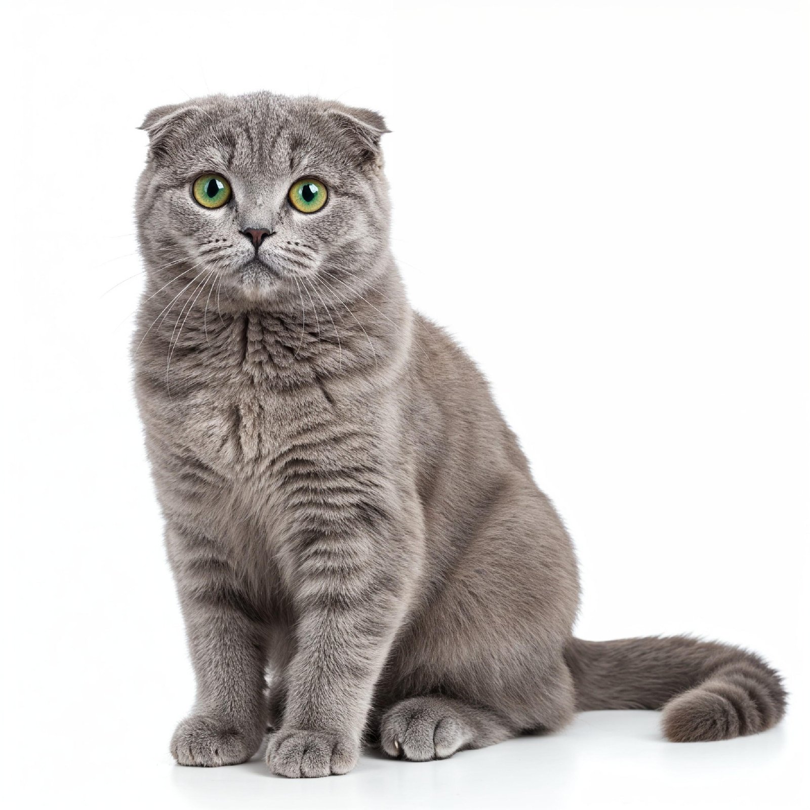 Domestic Cat Isolated on White Background Studio Portrait
