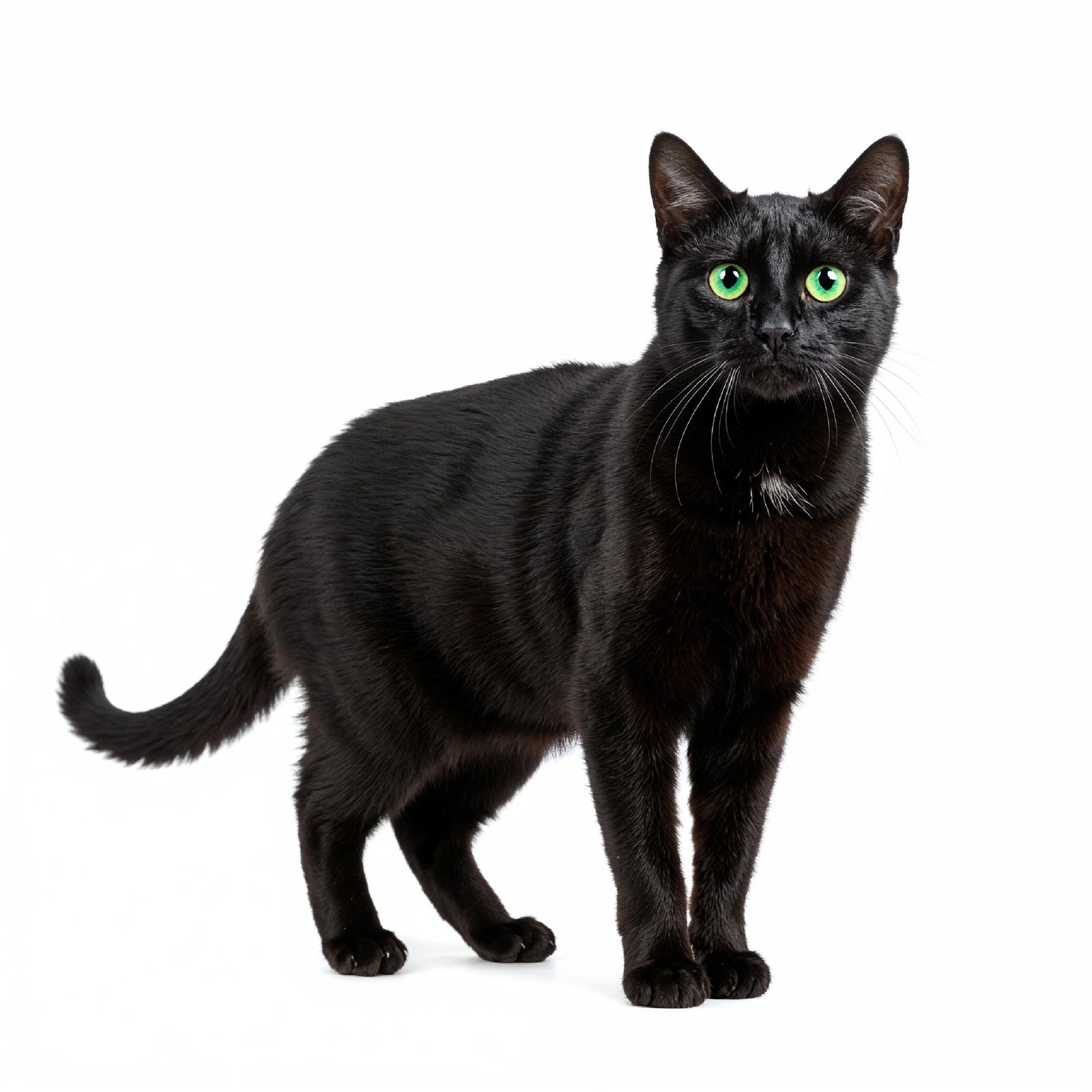 Domestic Cat Isolated on White Background Studio Portrait