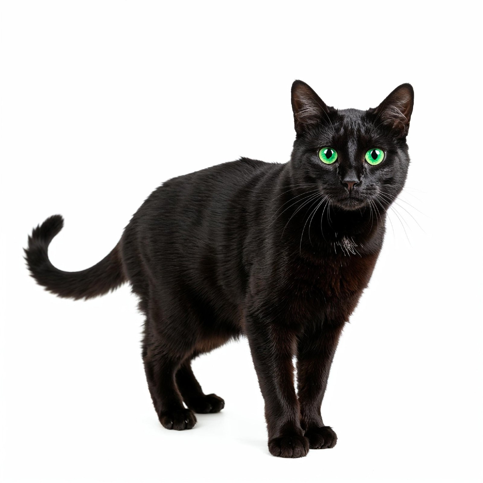 Domestic Cat Isolated on White Background Studio Portrait