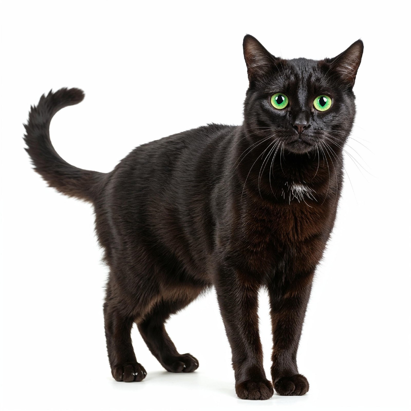 Domestic Cat Isolated on White Background Studio Portrait