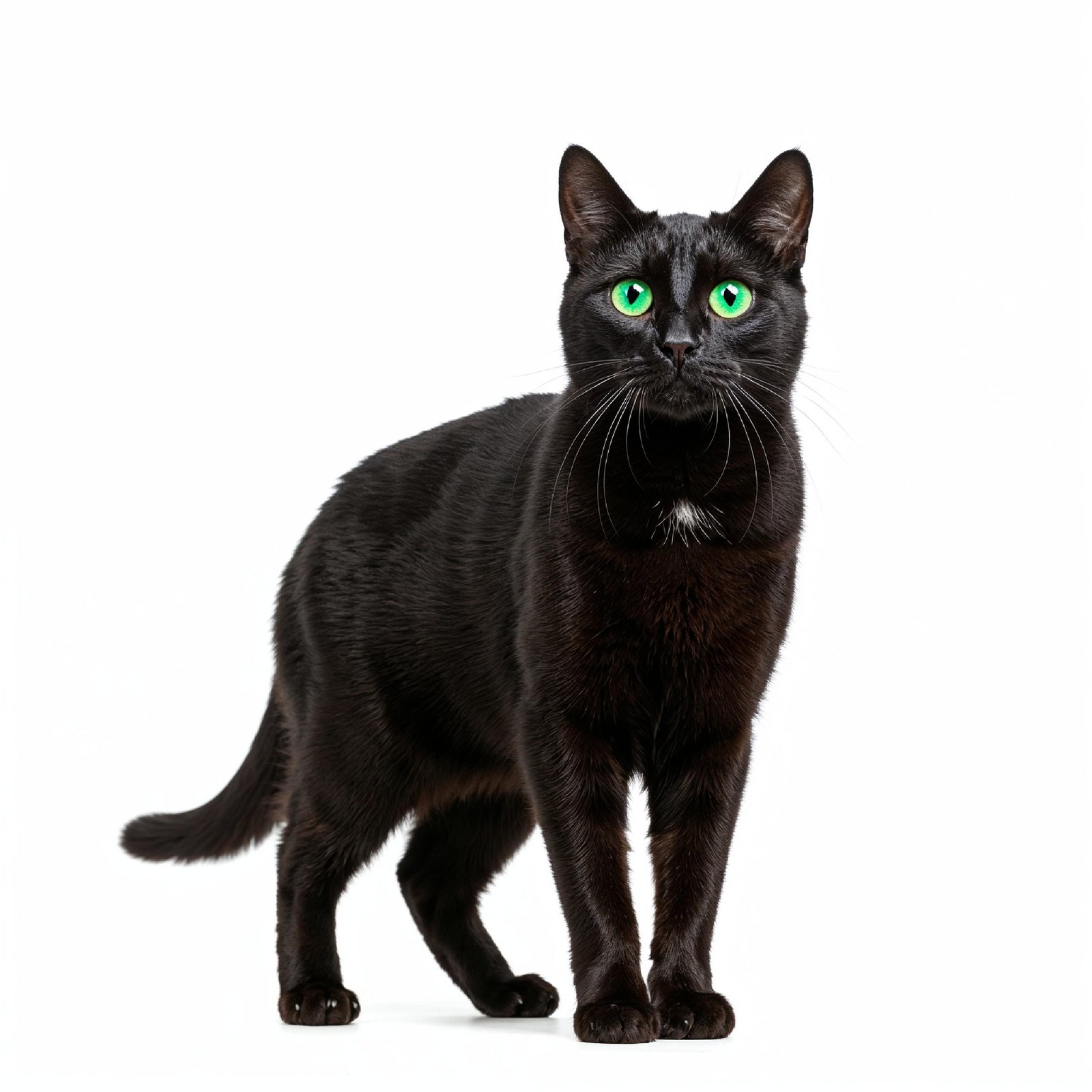 Domestic Cat Isolated on White Background Studio Portrait