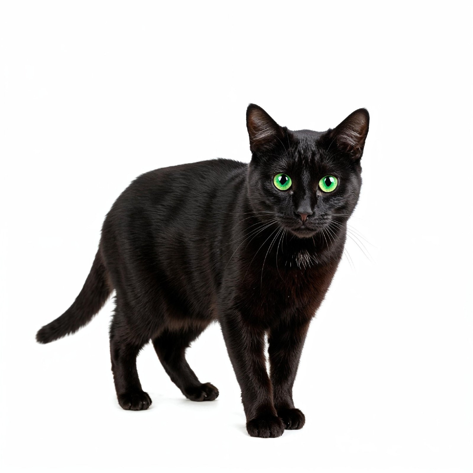 Domestic Cat Isolated on White Background Studio Portrait