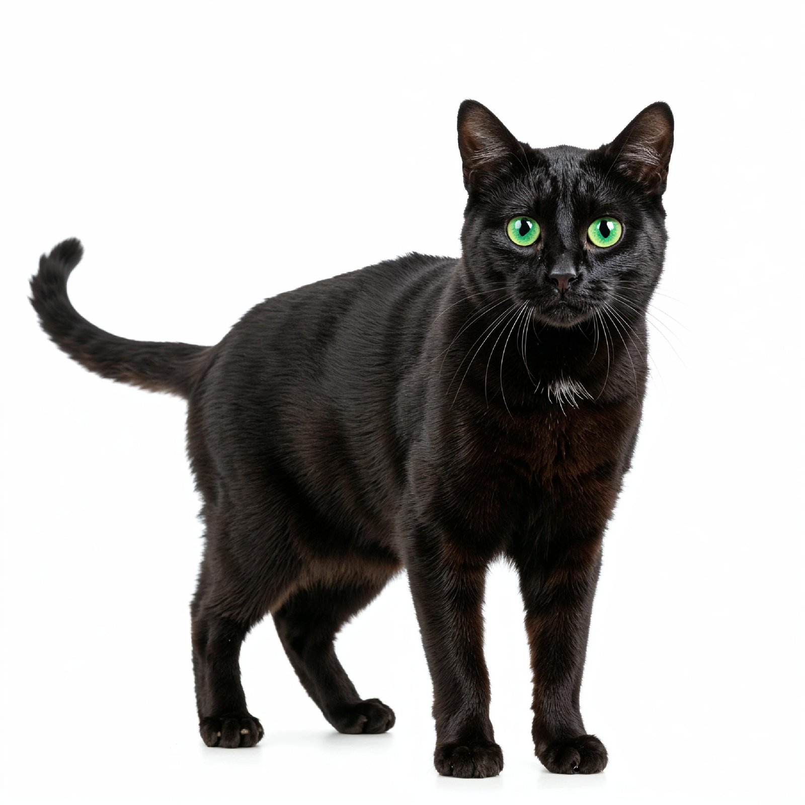 Domestic Cat Isolated on White Background Studio Portrait