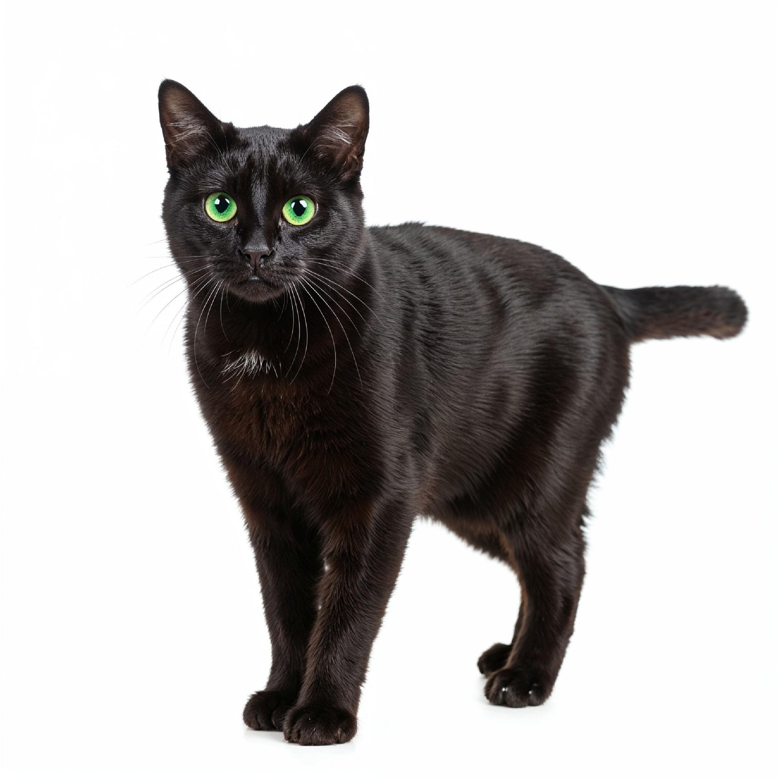 Domestic Cat Isolated on White Background Studio Portrait