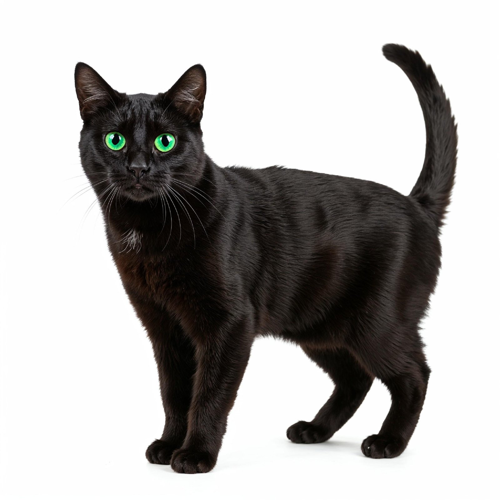 Domestic Cat Isolated on White Background Studio Portrait