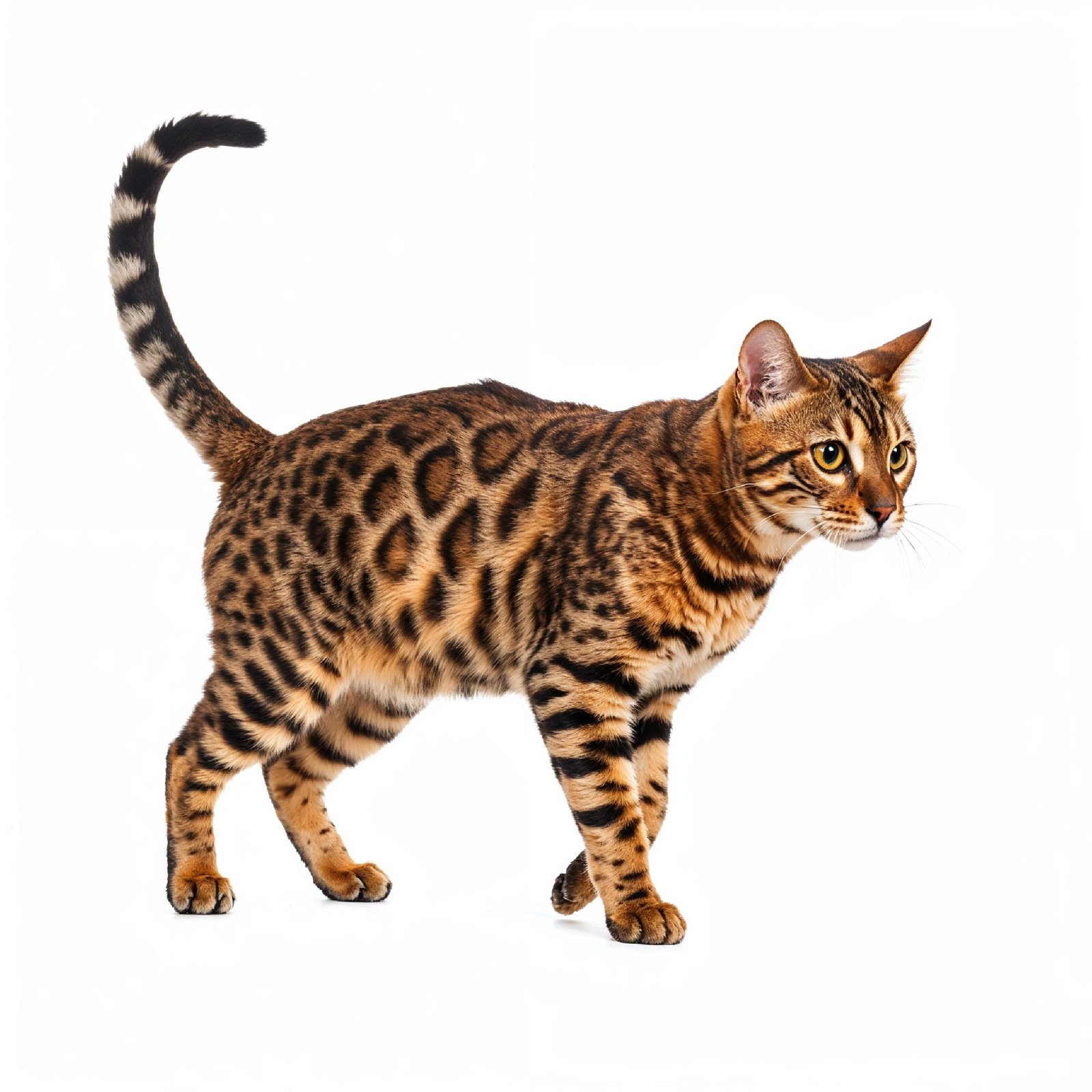 Domestic Cat Isolated on White Background Studio Portrait