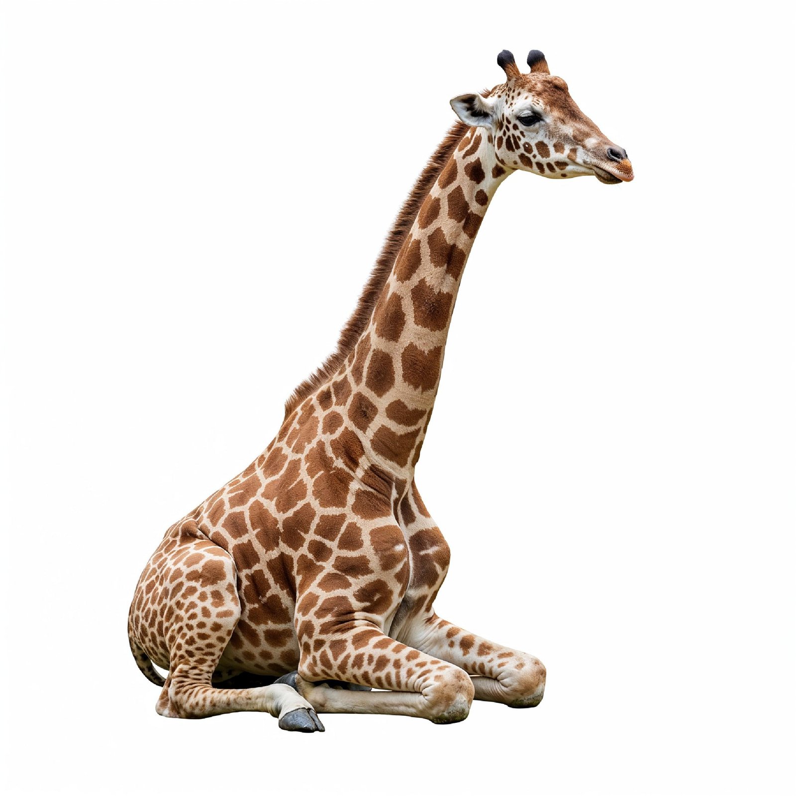 Giraffe Isolated on White Background Wildlife Studio Portrait