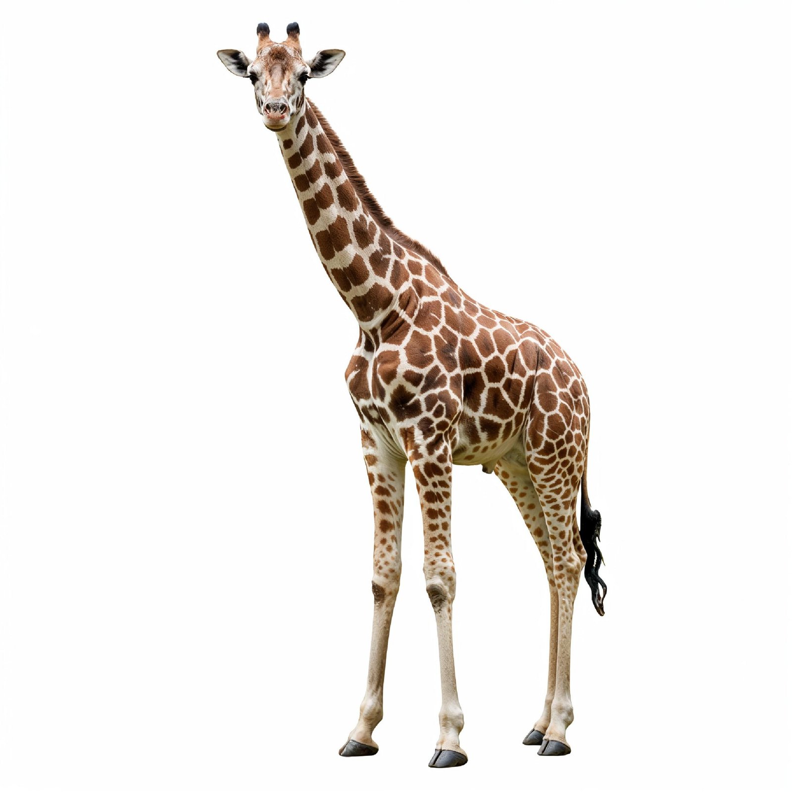 Giraffe Isolated on White Background Wildlife Studio Portrait