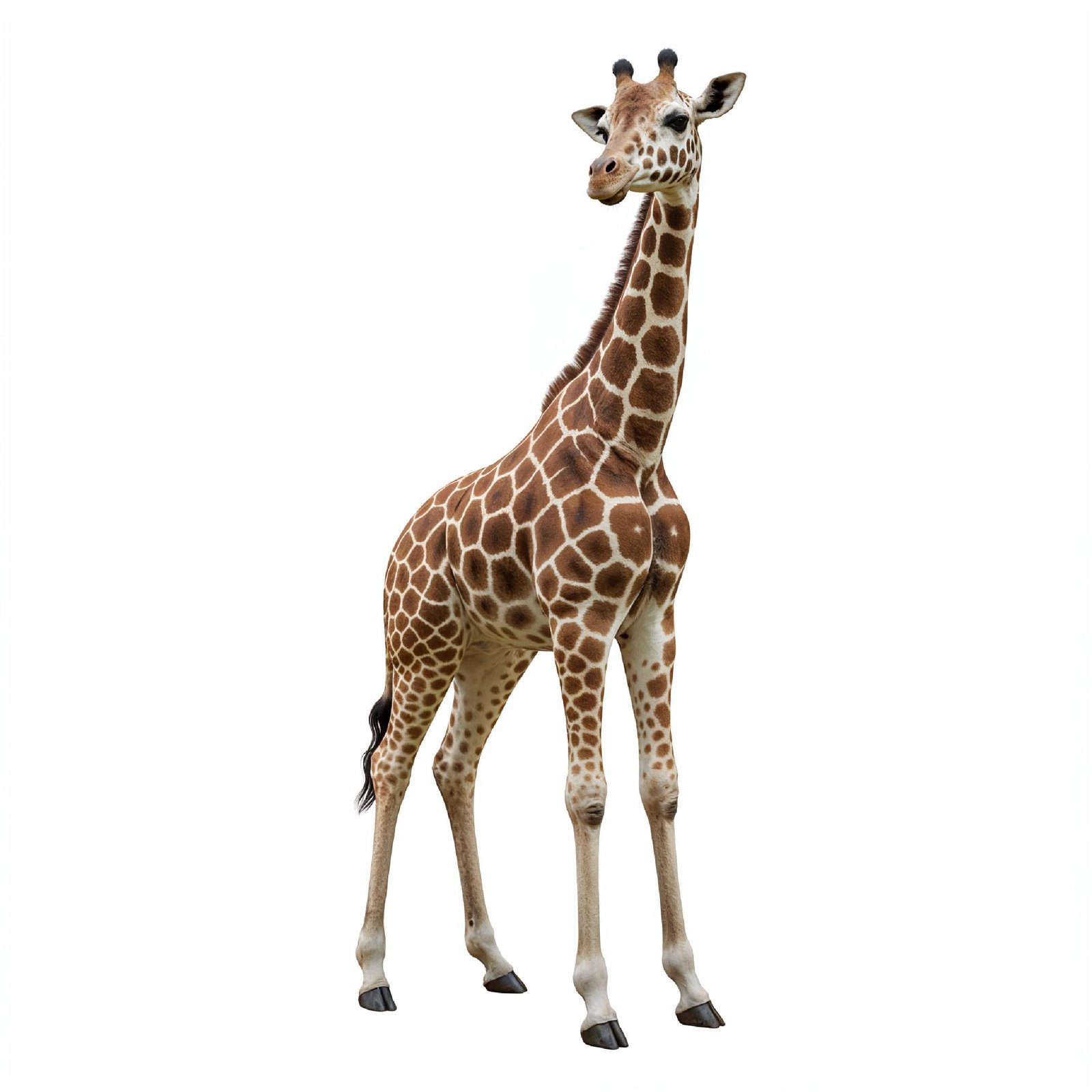 Giraffe Isolated on White Background Wildlife Studio Portrait