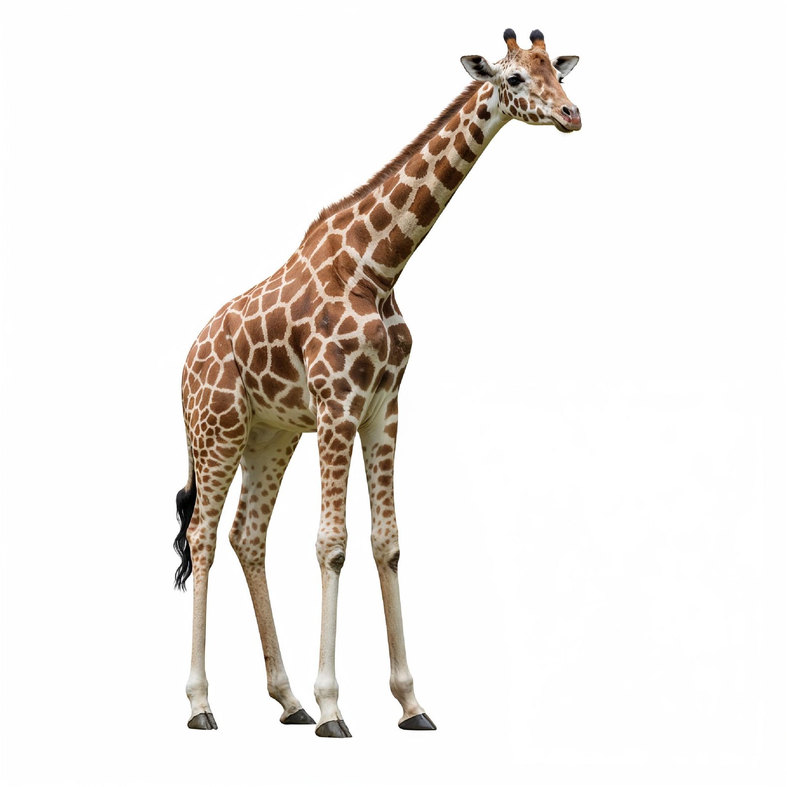 Giraffe Isolated on White Background Wildlife Studio Portrait