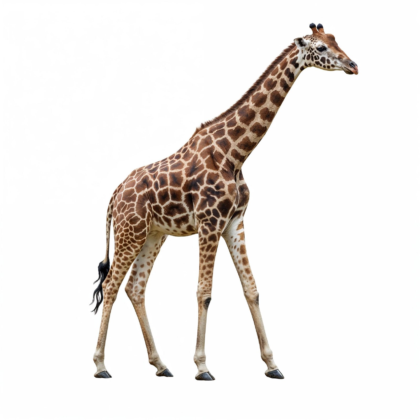Giraffe Isolated on White Background Wildlife Studio Portrait