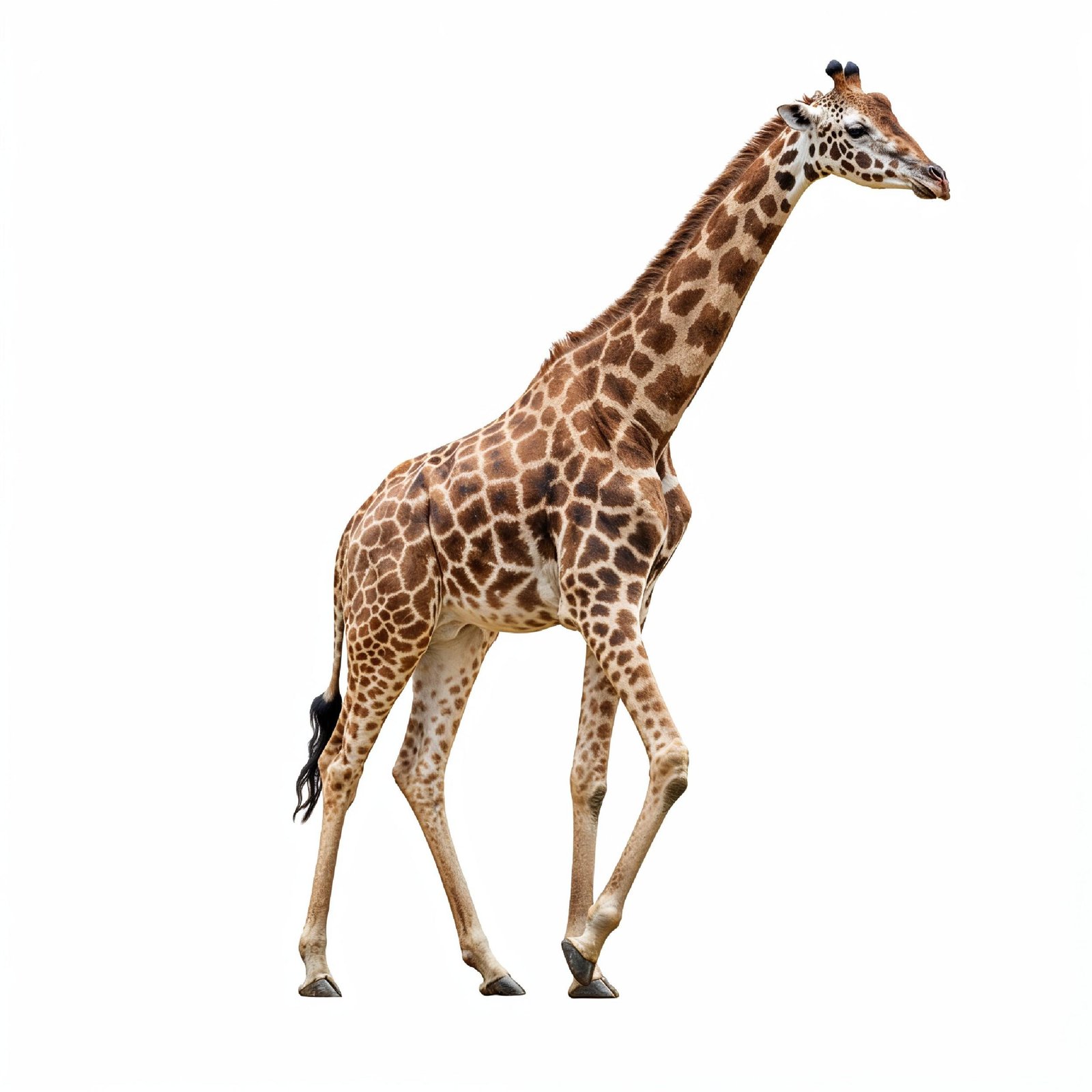 Giraffe Isolated on White Background Wildlife Studio Portrait