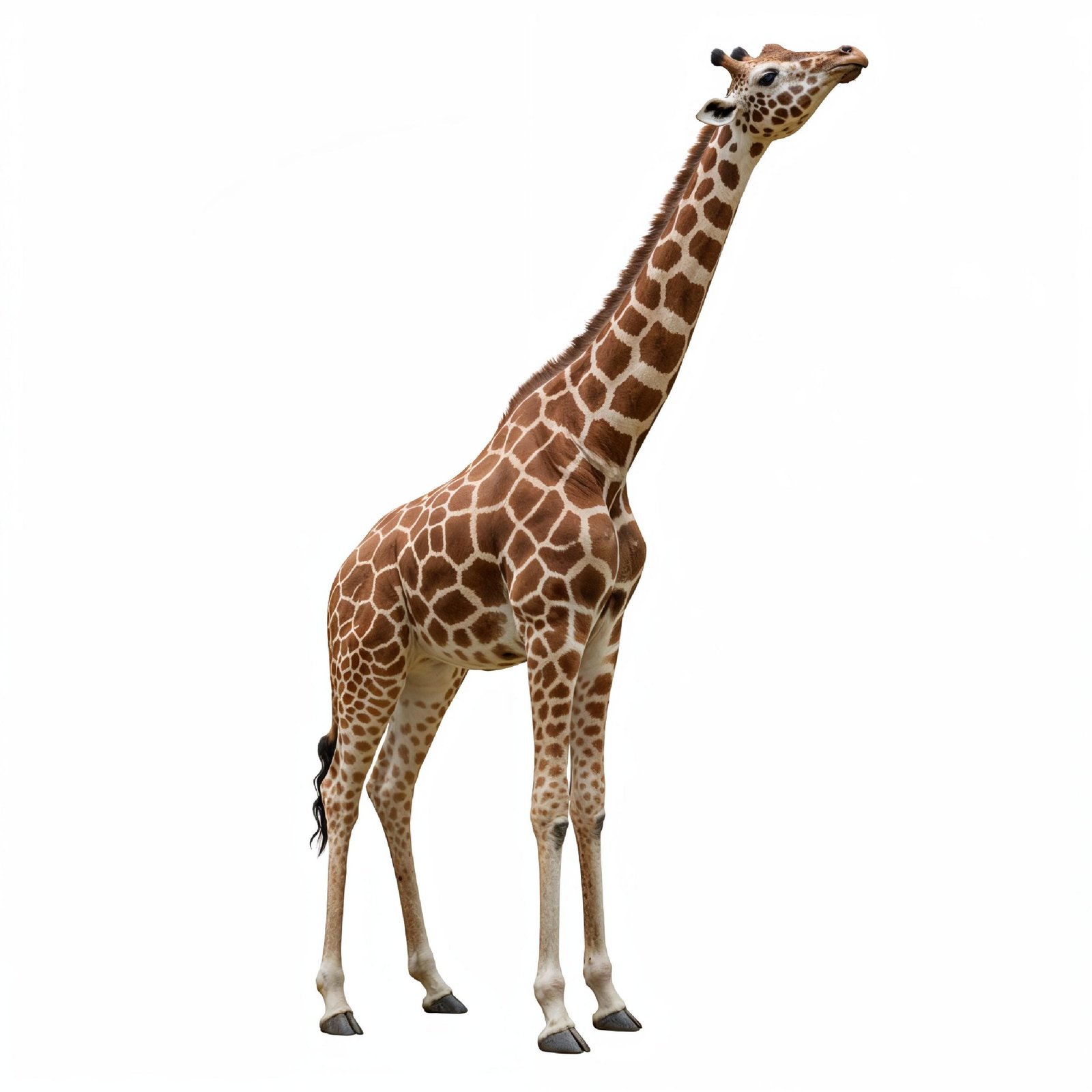 Giraffe Isolated on White Background Wildlife Studio Portrait