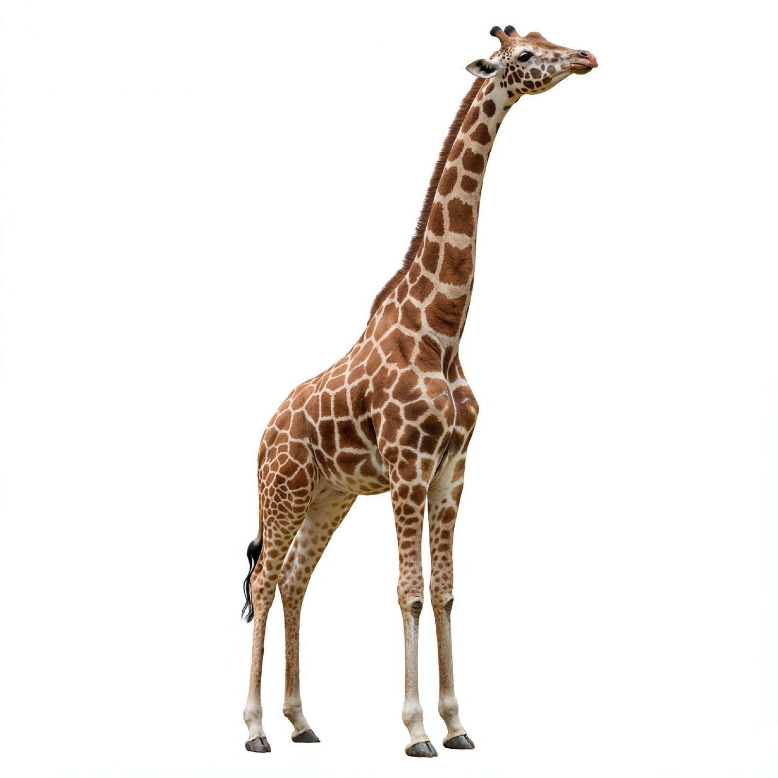 Giraffe Isolated on White Background Wildlife Studio Portrait
