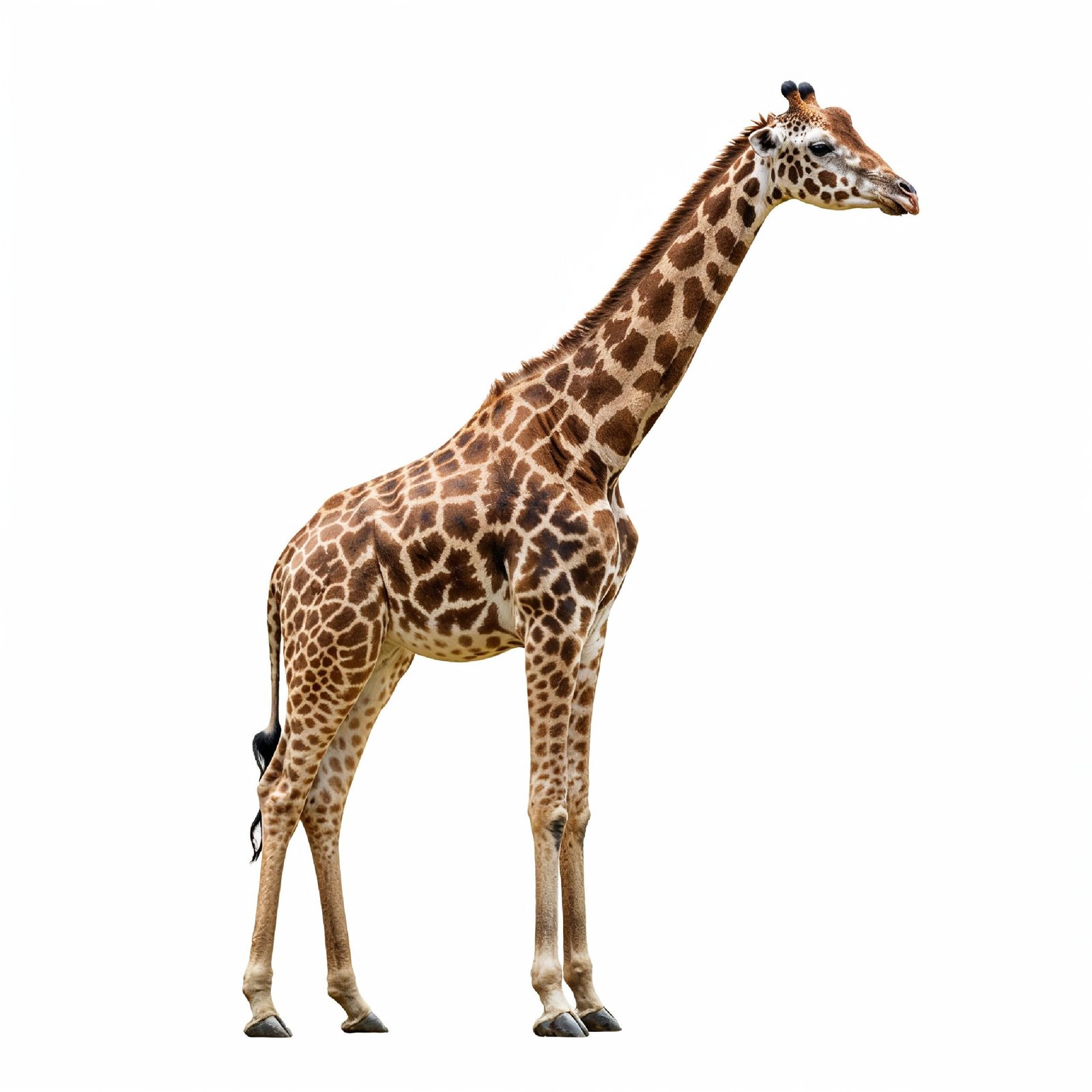 Giraffe Isolated on White Background Wildlife Studio Portrait