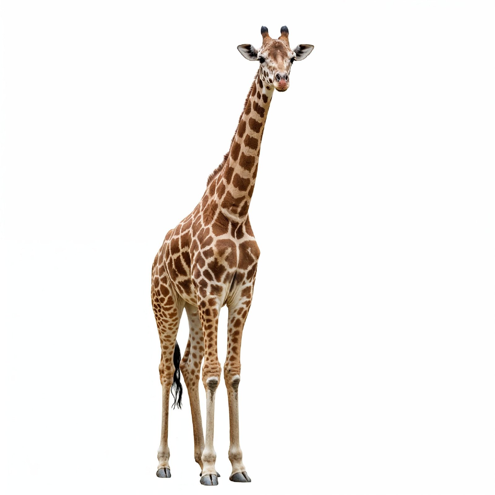 Giraffe Isolated on White Background Wildlife Studio Portrait