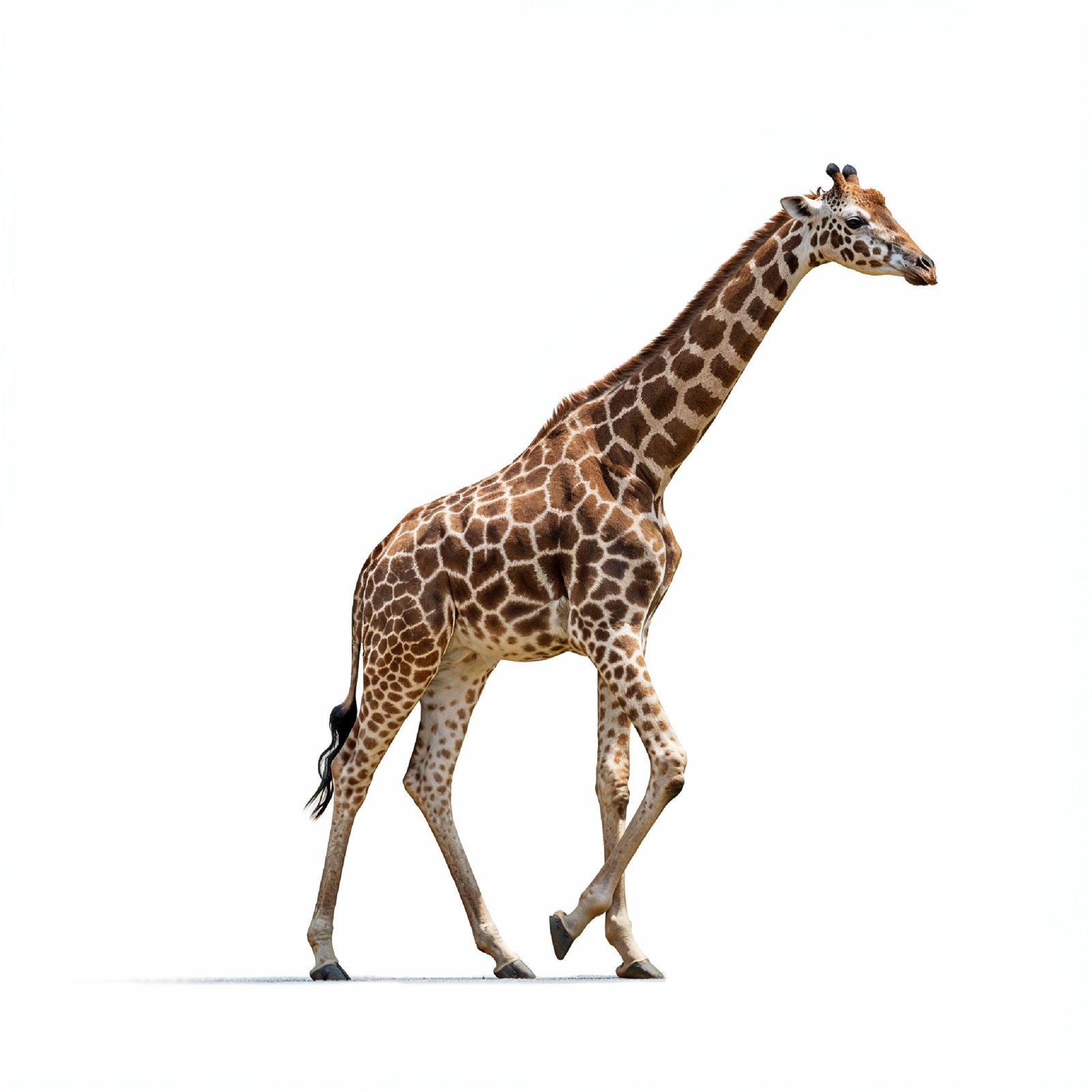 Giraffe Isolated on White Background Wildlife Studio Portrait