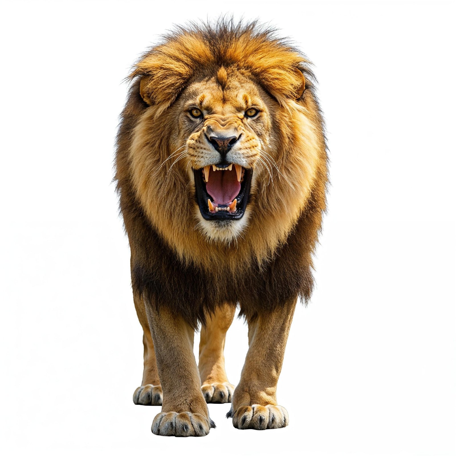 Lion Isolated on White Background Majestic Wildlife Animal Portrait