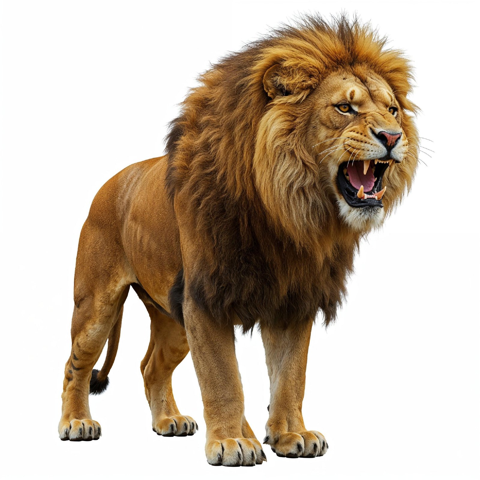 Lion Isolated on White Background Majestic Wildlife Animal Portrait
