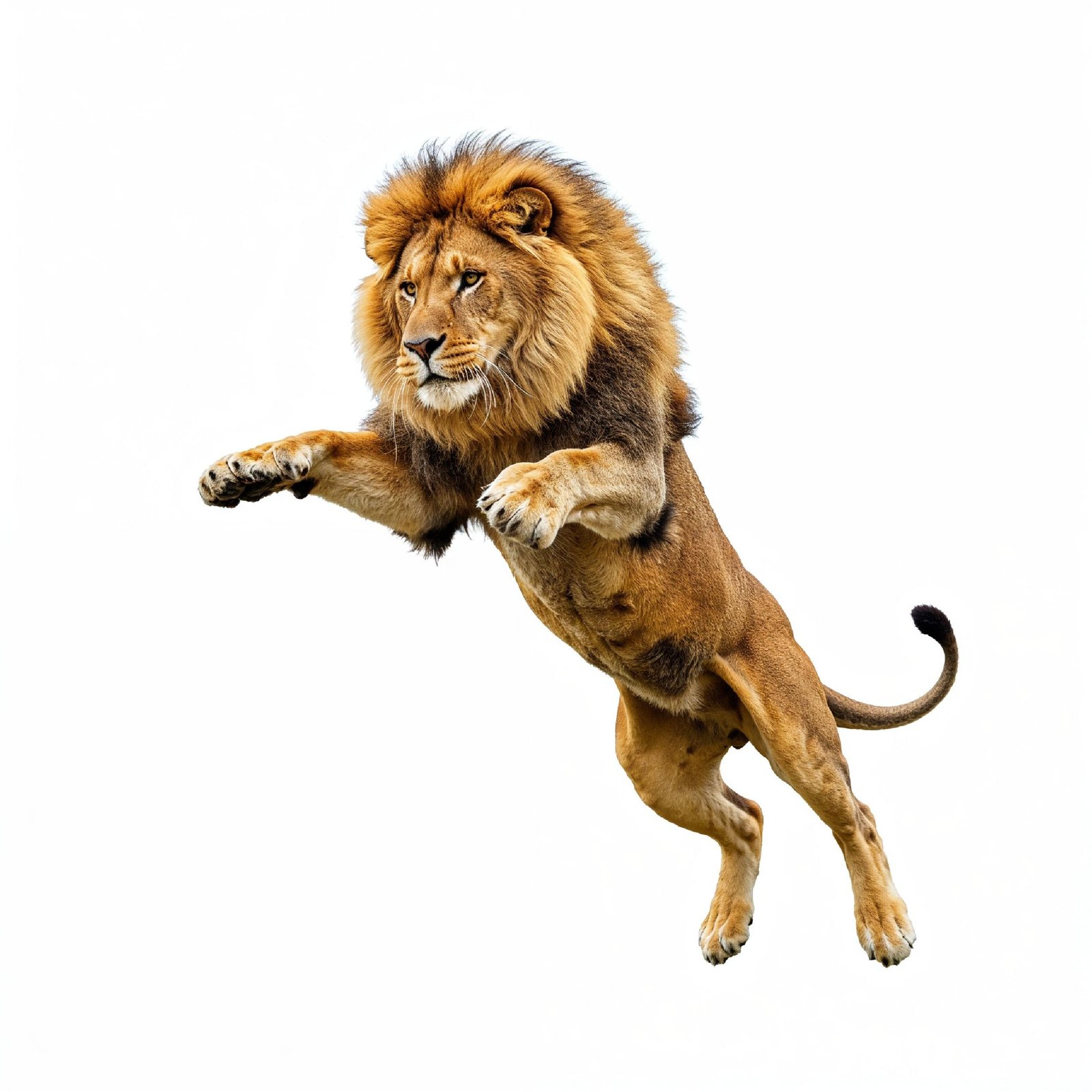 Lion Isolated on White Background Majestic Wildlife Animal Portrait