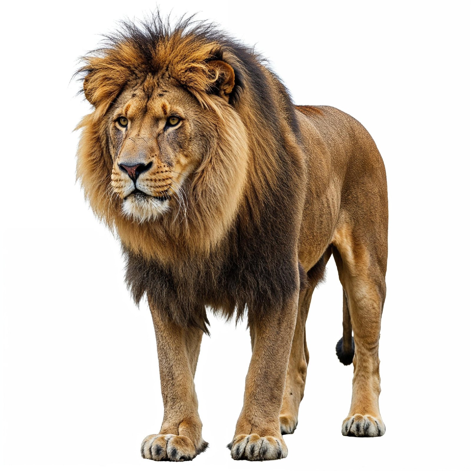 Lion Isolated on White Background Majestic Wildlife Animal Portrait